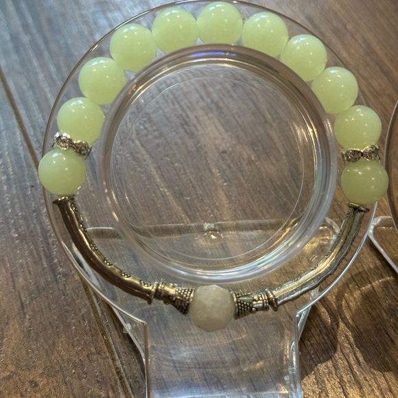 4 bracelets new handcrafted silver bangles moonstone agate glow-in-dark jasper - Picture 10 of 11